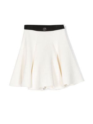 TWINSET Kids logo-plaque flared skirt - White