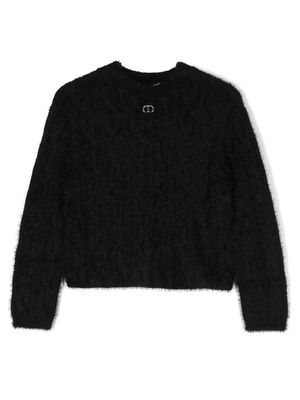 TWINSET Kids logo-plaque jumper - Black