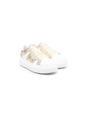 TWINSET Kids logo-plaque leather sneakers - White