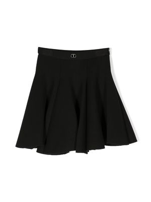 TWINSET Kids logo-plaque pleated miniskirt - Black