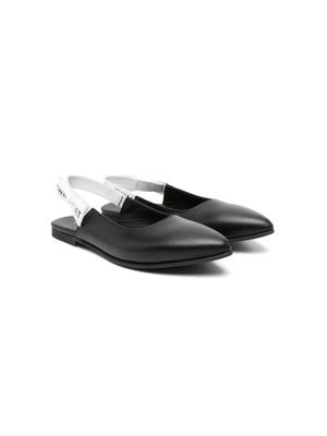 TWINSET Kids logo-print ballerina shoes - Black