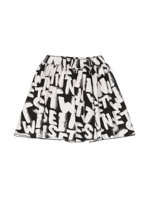 TWINSET Kids logo-print flared skirt - Black