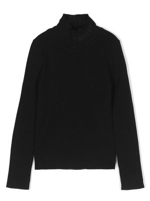 TWINSET Kids logo-print funnel-neck jumper - Black