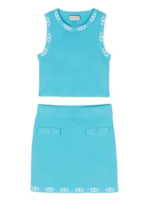 TWINSET Kids logo-trim knitted skirt set - Blue