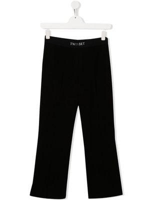 TWINSET Kids logo-waistband straight-leg trousers - Black
