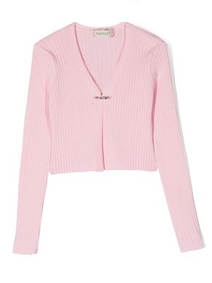 TWINSET Kids long-sleeved ribbed cardigan - Pink