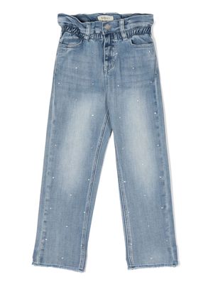 TWINSET Kids paperbag-waist stonewashed jeans - Blue