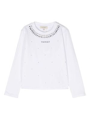 TWINSET Kids rhinestone-embellished jersey T-shirt - White