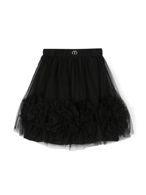 TWINSET Kids rose-appliqué tutu skirt - Black