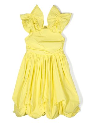 TWINSET Kids ruffle-detail pleated dress - Yellow