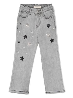 TWINSET Kids sequin-embellishment straight-leg jeans - Grey