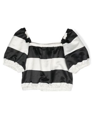 TWINSET Kids striped cropped blouse - Black