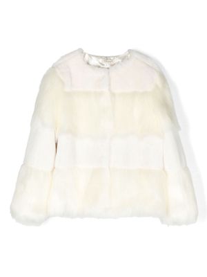 TWINSET Kids striped faux-fur jacket - White