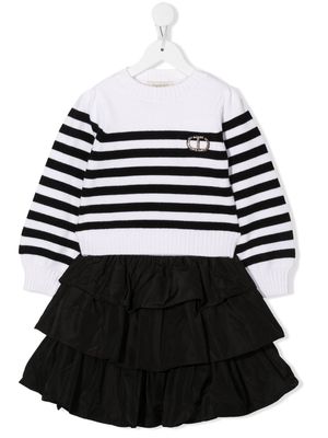 TWINSET Kids striped jumper & flounce skirt - White