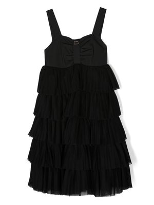 TWINSET Kids tulle-overlay tiered dress - Black