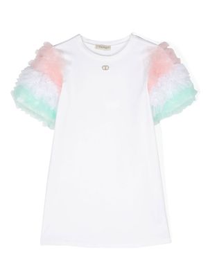 TWINSET Kids tulle-sleeves dress - White