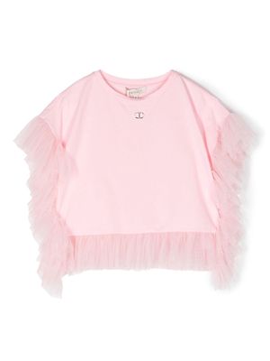 TWINSET Kids tulle-trim short-sleeve T-shirt - Pink