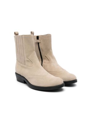 TWINSET Kids zip-up suede ankle boots - Neutrals