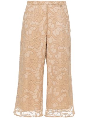 TWINSET lace-overlay cropped trousers - Neutrals