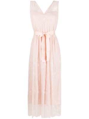 TWINSET lace-overlay V-neck dress - Pink