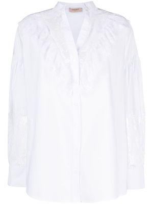 TWINSET lace-panelled cotton shirt - White