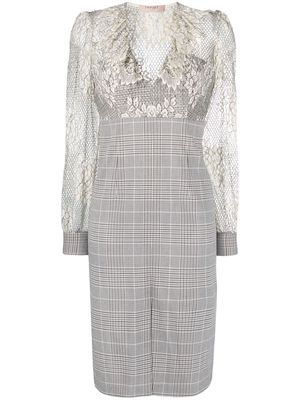 TWINSET lace-panelled long-sleeved dress - Neutrals