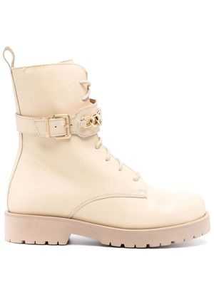 TWINSET lace-up leather combat boots - Neutrals
