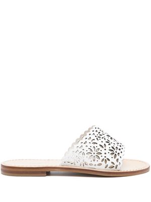 TWINSET laser-cut leather slides - White