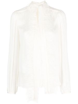 TWINSET layered feather-trim blouse - Neutrals