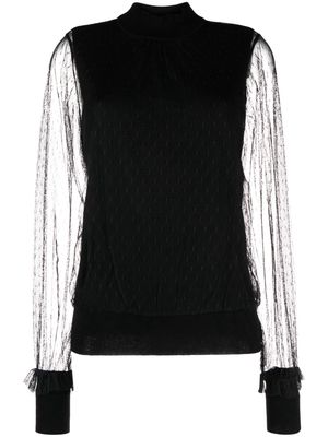 TWINSET layered-tulle knitted top - Black