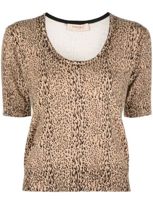 TWINSET leopard-print knitted top - Brown