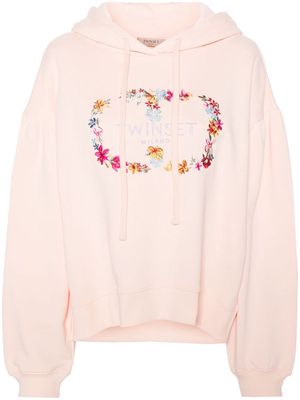TWINSET logo-embroidered cotton hoodie - Pink