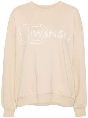 TWINSET logo-embroidered cotton sweatshirt - Neutrals