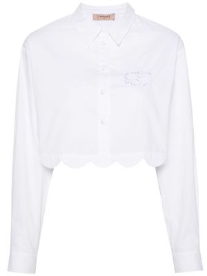 TWINSET logo-embroidered cropped shirt - White