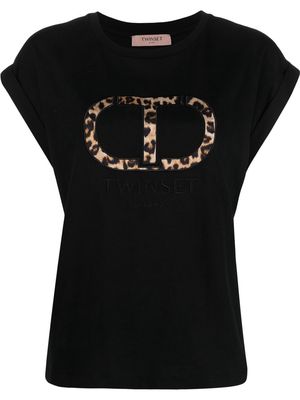 TWINSET logo-patch cotton T-shirt - Black