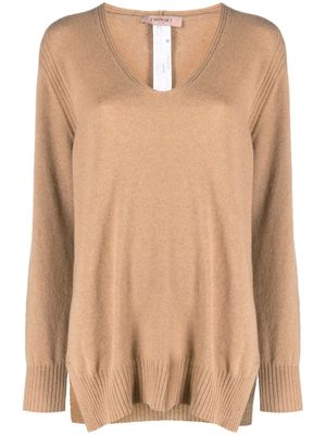 TWINSET logo-perforated cashmere jumper - Neutrals
