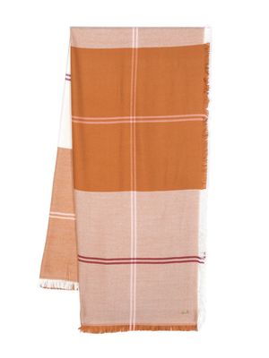 TWINSET logo-plaque checked scarf - Brown