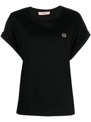 TWINSET logo-plaque cotton T-shirt - Black