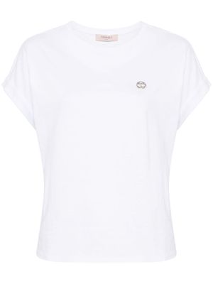 TWINSET logo-plaque cotton T-shirt - White