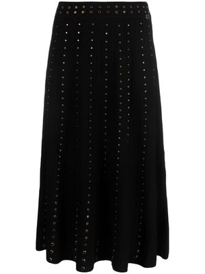TWINSET logo-plaque eyelet-embellished skirt - Black