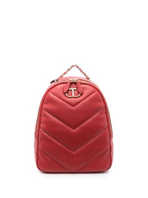 TWINSET logo-plaque faux-leather backpack - Red
