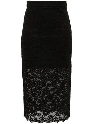 TWINSET logo-plaque floral-lace skirt - Black