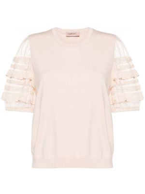 TWINSET logo-plaque knitted top - Neutrals