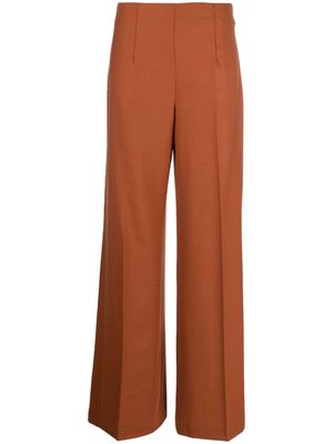 TWINSET logo-plaque pallazo trousers - Brown
