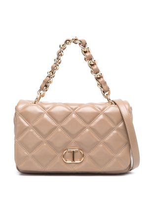 TWINSET logo-plaque quilted tote bag - Neutrals