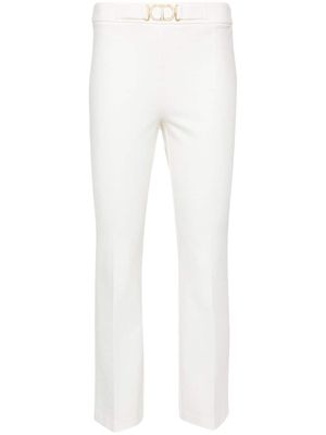 TWINSET logo-plaque ribbed trousers - White