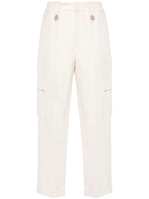 TWINSET logo-plaque twill trousers - Neutrals