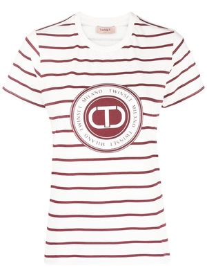 TWINSET logo-print striped T-shirt - White