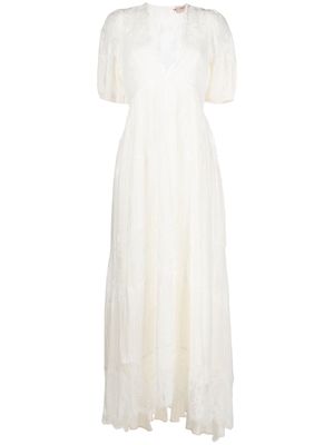 TWINSET long lace cotton dress - Neutrals