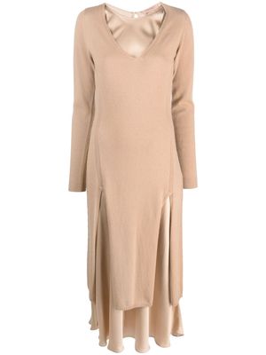 TWINSET long-sleeve layered jumper dress - Brown